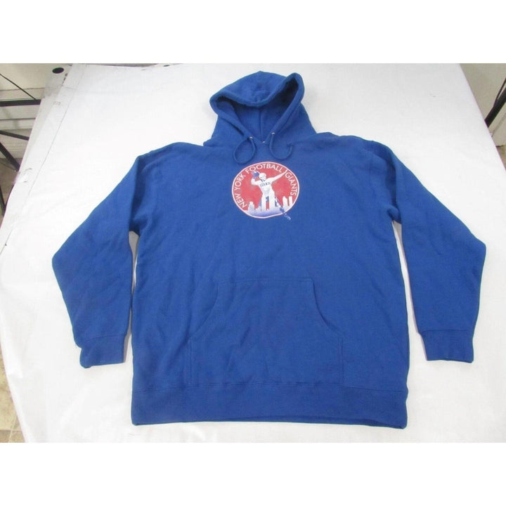 York Giants Football Mens Size 2XL 2XLarge Blue Hoodie w/ Distressed Print Image 1