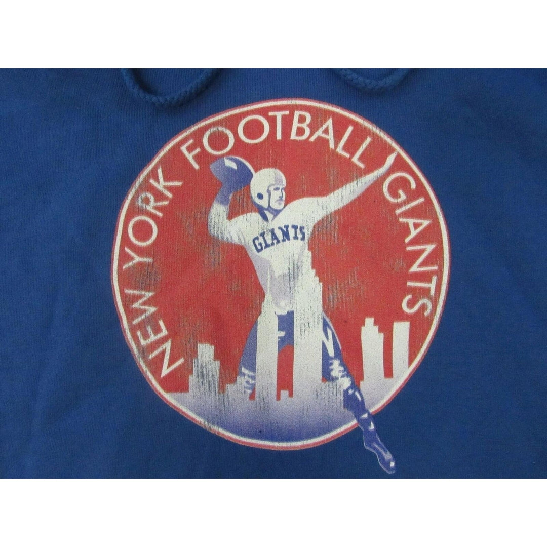 York Giants Football Mens Size 2XL 2XLarge Blue Hoodie w/ Distressed Print Image 3