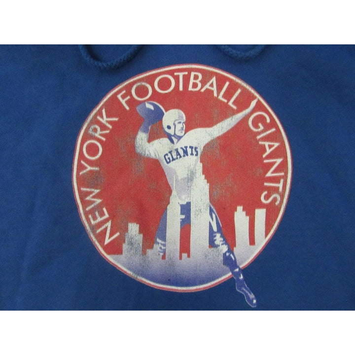 York Giants Football Mens Size 2XL 2XLarge Blue Hoodie w/ Distressed Print Image 3