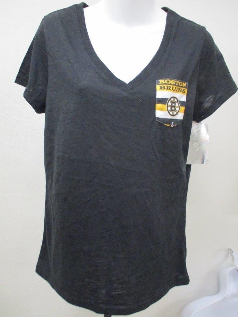 Boston Bruins Womens Size L Large Black V-Neck Shirt MSRP 34 Image 1