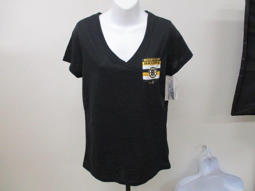 Boston Bruins Womens Size L Large Black V-Neck Shirt MSRP 34 Image 2