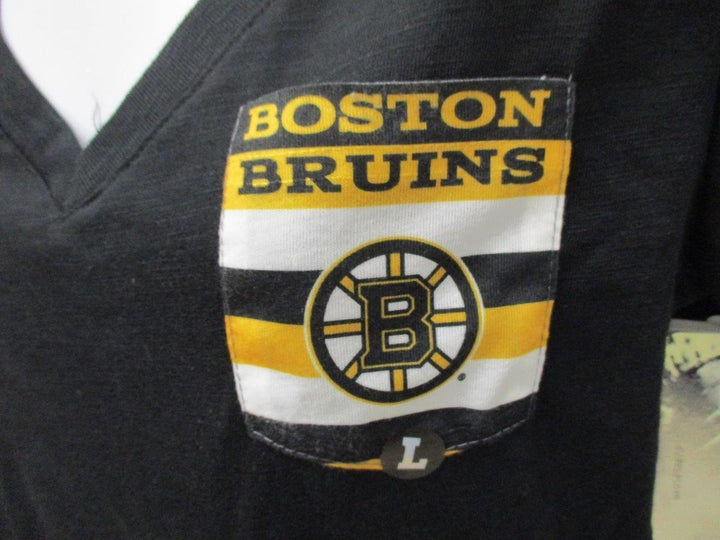 Boston Bruins Womens Size L Large Black V-Neck Shirt MSRP 34 Image 3