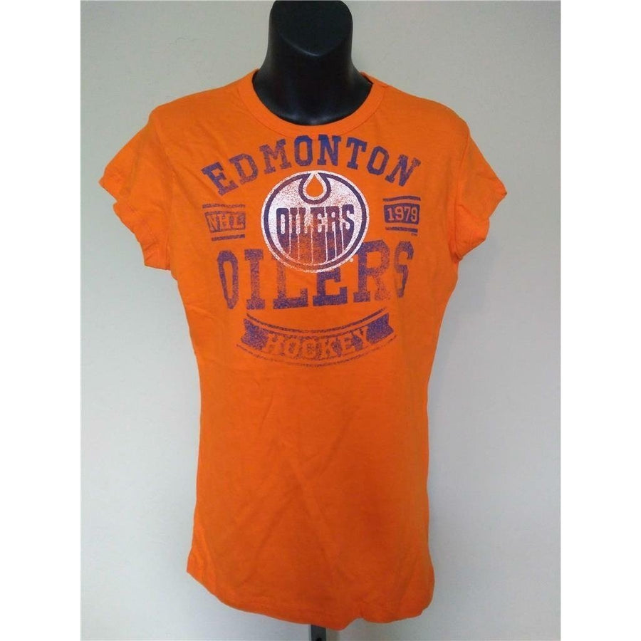 Edmonton Oilers Hockey Womens Size S Small Orange Shirt Image 1