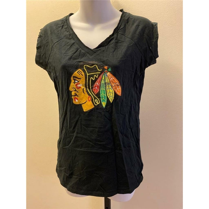 Chicago Blackhawks Womens Size S Small Black Shirt Image 2