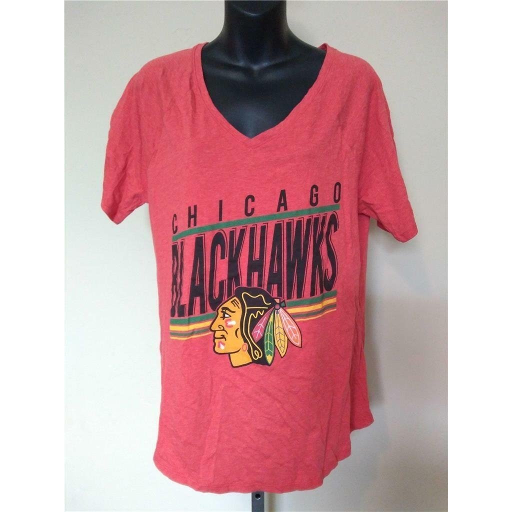 Chicago Blackhawks Womens Size M Medium Red Mitchell and Ness Shirt MSRP 36 Image 1