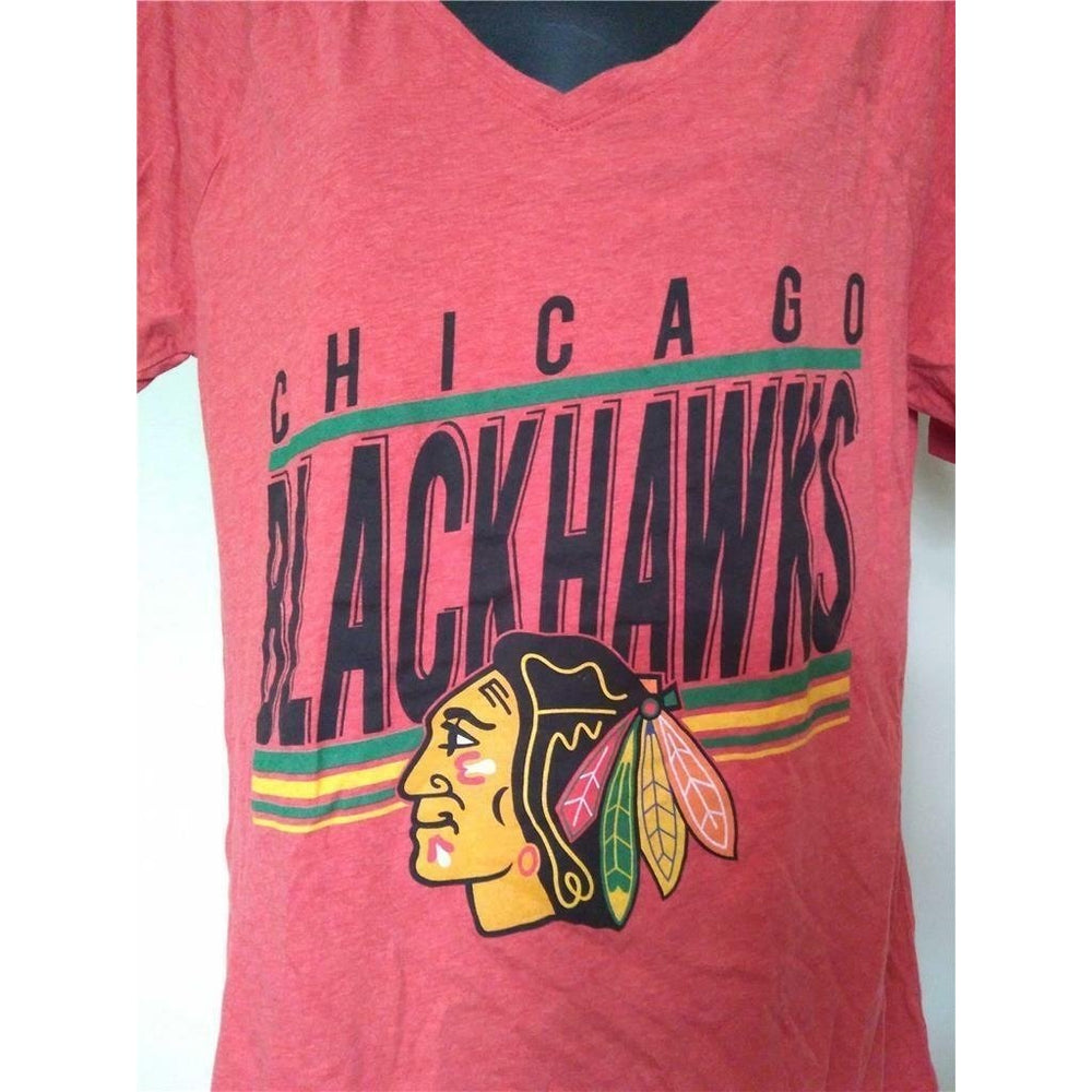 Chicago Blackhawks Womens Size M Medium Red Mitchell and Ness Shirt MSRP 36 Image 2