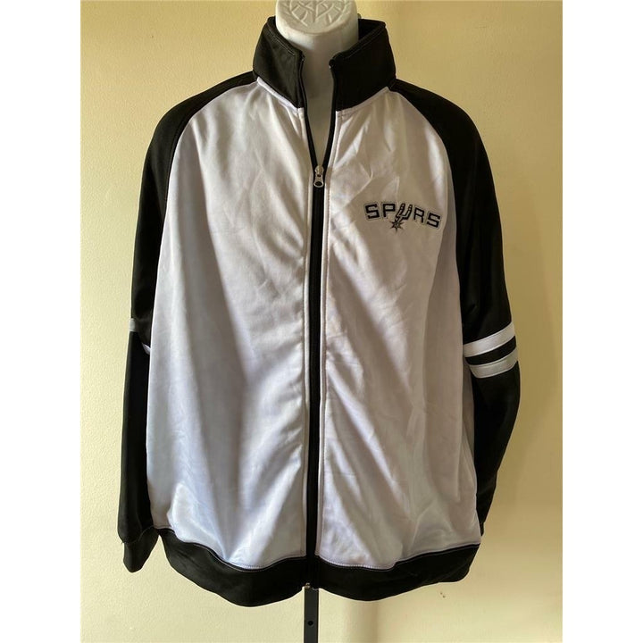 San Antonio Spurs Mens Size M Medium White Zip Up Jacket Image 1