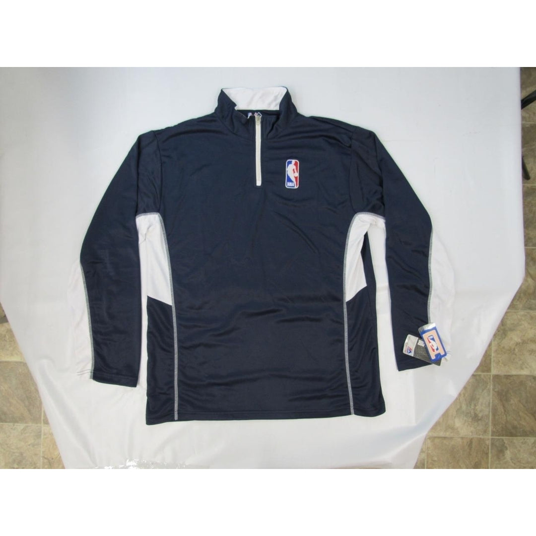 NBA Mens Size L-Tall Large-Tall Blue/White 1/4 Zip Lightweight Pullover Shirt Image 2