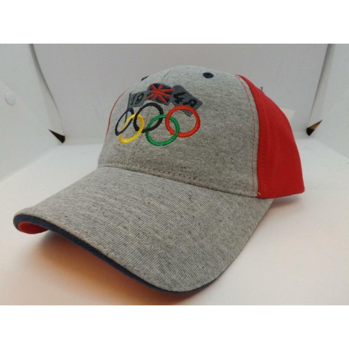 1948 London UK Summer Olympics Mens OSFA Gray Red Cap Hat Image 1