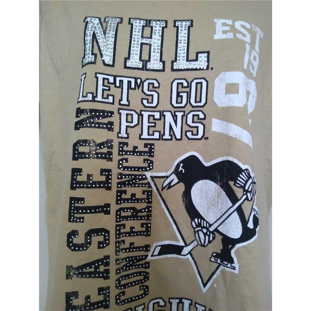 Pittsburgh Penguins Womens Size XL Gold Shirt Image 2