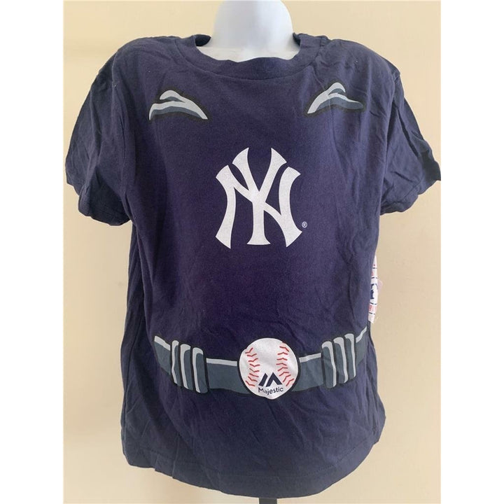 York Yankees 2 Derek Jeter Kids Size M Blue Majestic Shirt Image 1