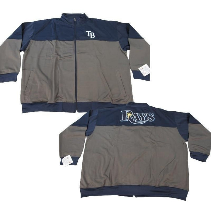 Tampa Bay Rays Mens Size 5XL Gray/Navy Full Zip Track Jacket Image 1