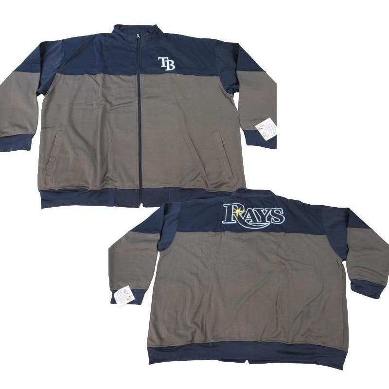 Tampa Bay Rays Mens Size 5XL Gray/Navy Full Zip Track Jacket Image 1