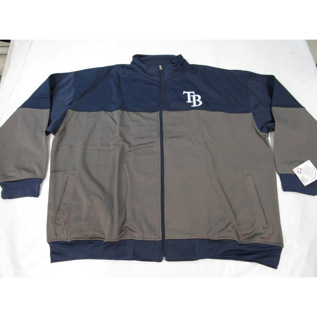 Tampa Bay Rays Mens Size 5XL Gray/Navy Full Zip Track Jacket Image 2