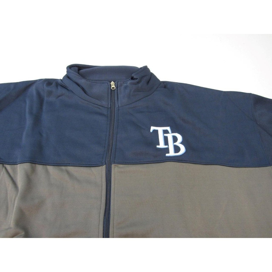 Tampa Bay Rays Mens Size 5XL Gray/Navy Full Zip Track Jacket Image 3