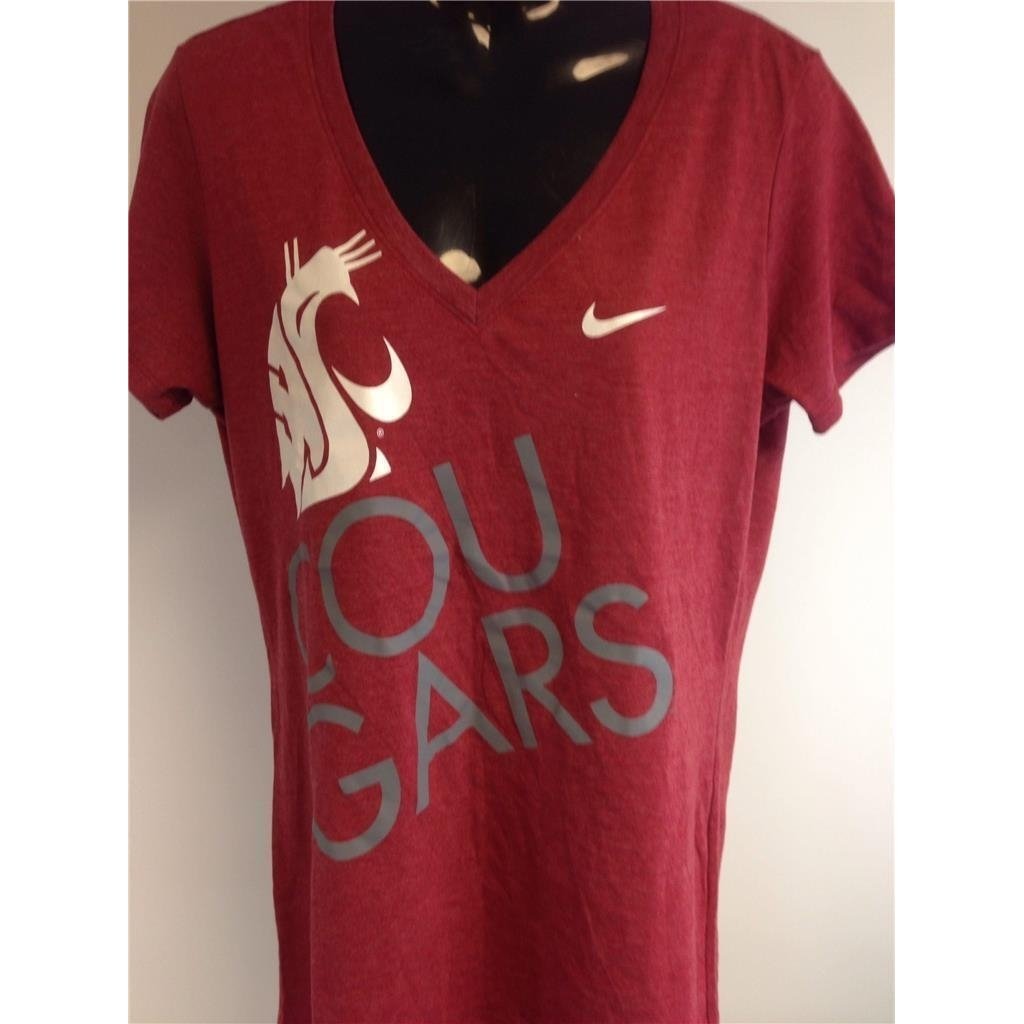 Washington State Cougars Womens Size S Small Slim Fit Nike V-Neck Shirt 32 Image 3