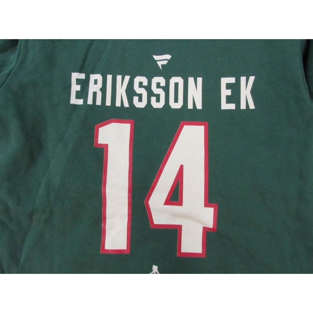 Minnesota Wild 14 Joel Eriksson Ek Mens Size L Large Green Hoodie Image 4