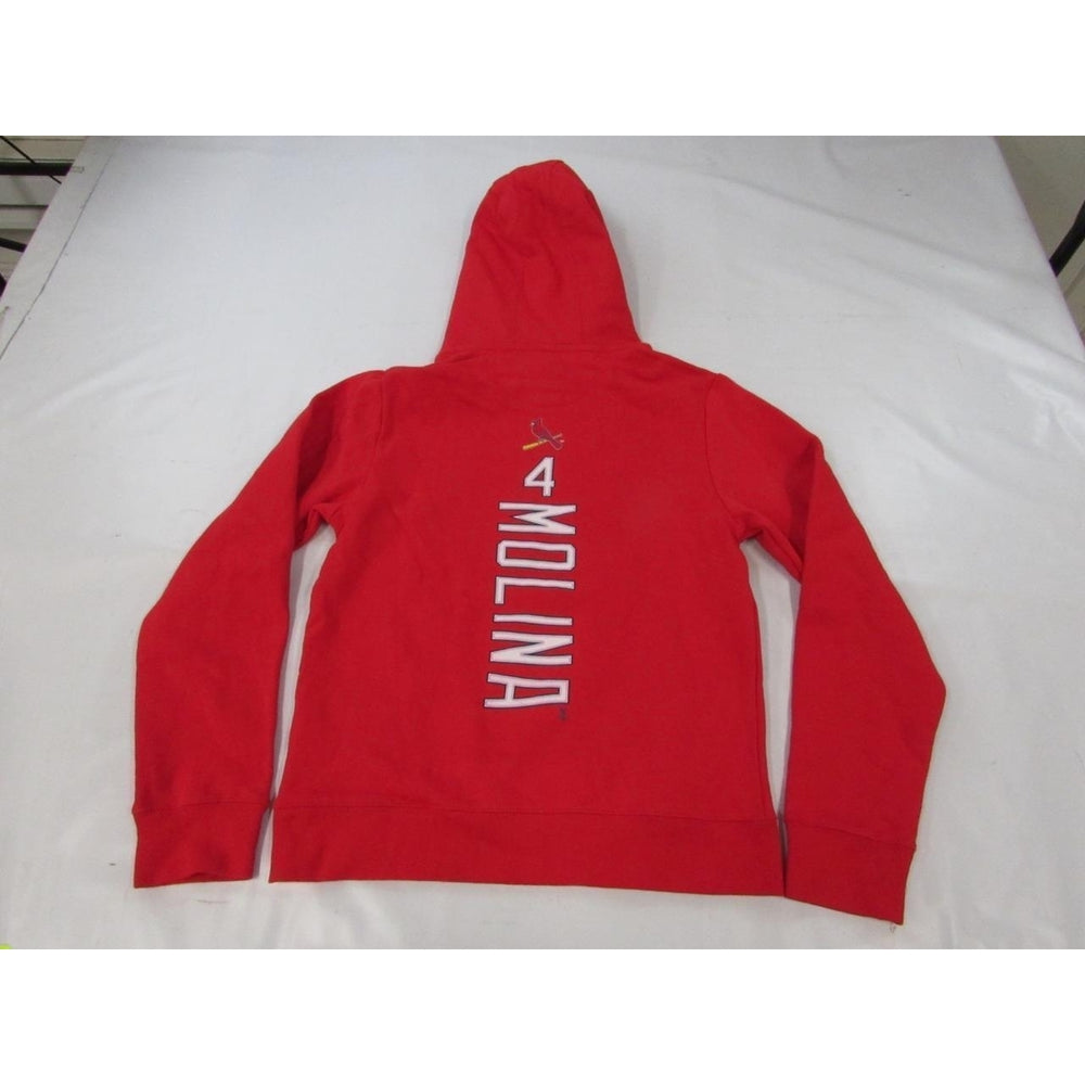 St Louis Cardinals 4 Yadier Molina Mens Size S Small Red Hoodie Image 2