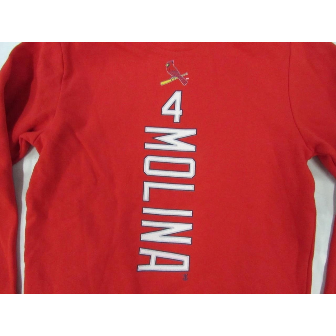 St Louis Cardinals 4 Yadier Molina Mens Size S Small Red Hoodie Image 4