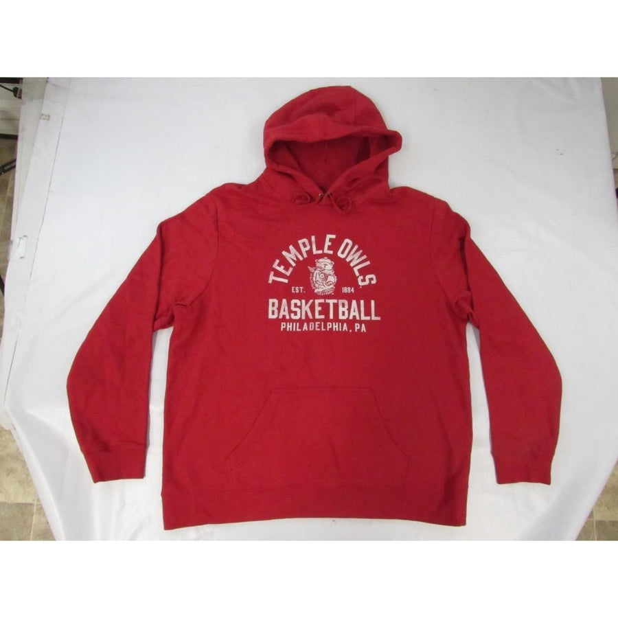 Temple Owls Basketball EST.1884 Mens Size 2XL Red Hoodie w/ Distressed Print Image 1