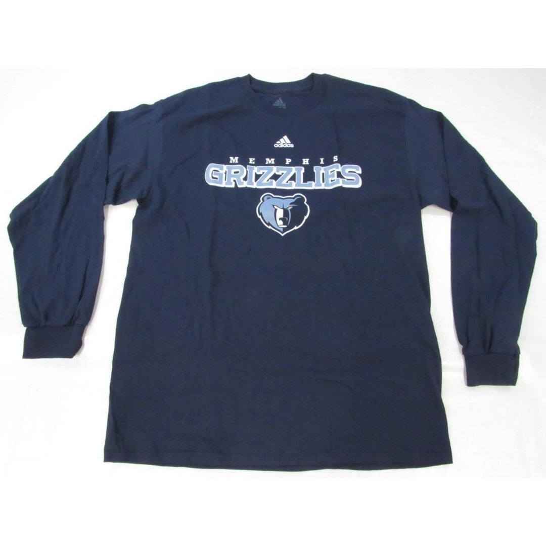 Memphis Grizzlies Mens Size L Large Blue Adidas Long Sleeve Shirt Image 1