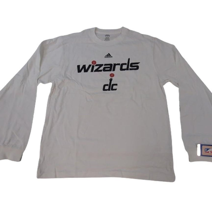 Washington Wizards DC Mens Size M Medium White Long Sleeve Adidas Shirt Image 1