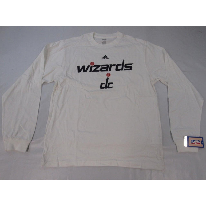 Washington Wizards DC Mens Size M Medium White Long Sleeve Adidas Shirt Image 2