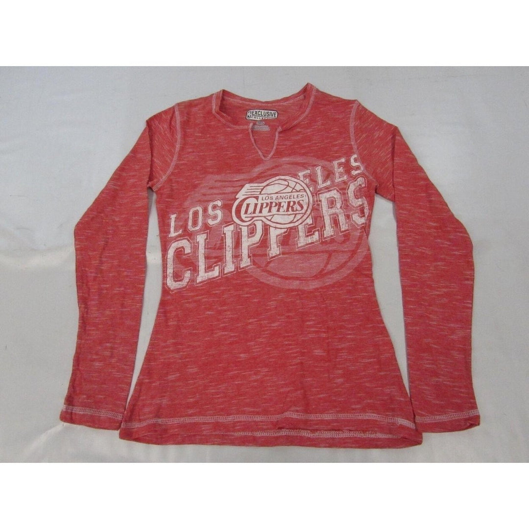 Los Angeles Clippers Womens Size S Heather Red Long Sleeve V-Neck Shirt Image 1