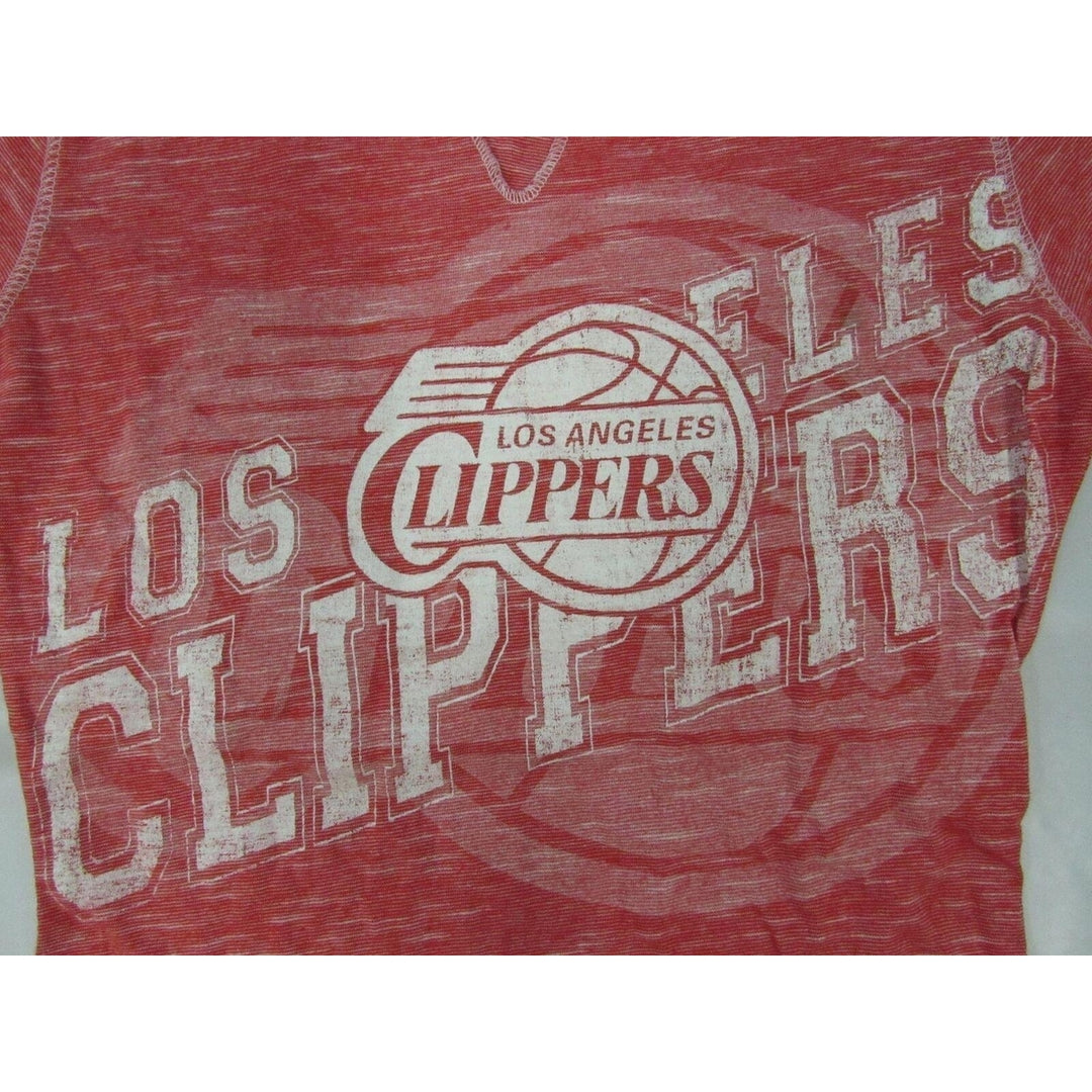 Los Angeles Clippers Womens Size S Heather Red Long Sleeve V-Neck Shirt Image 3