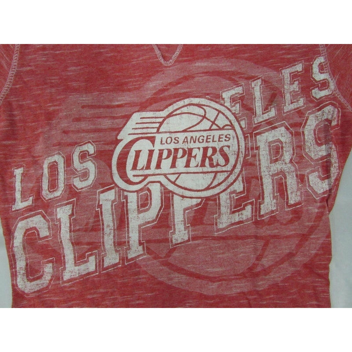 Los Angeles Clippers Womens Size S Heather Red Long Sleeve V-Neck Shirt Image 3