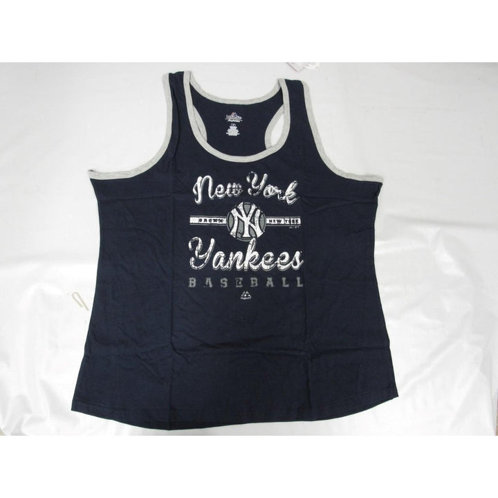 York Yankees Womens Plus Size 1X Majestic Blue Muscle Tee Tank Top shirt Image 1