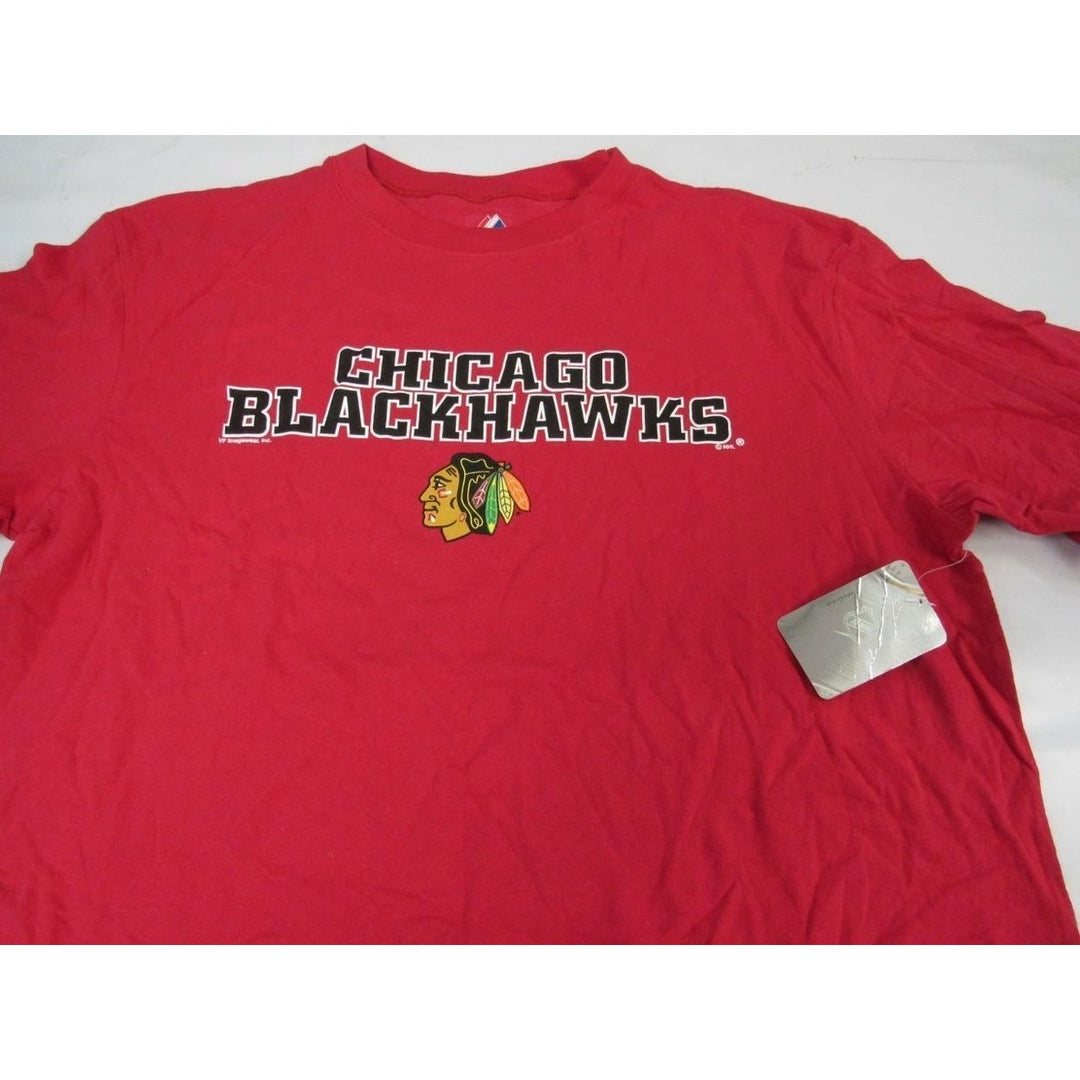 Chicago Blackhawks Mens Size XLarge XL-Tall Red Majestic Shirt Image 3