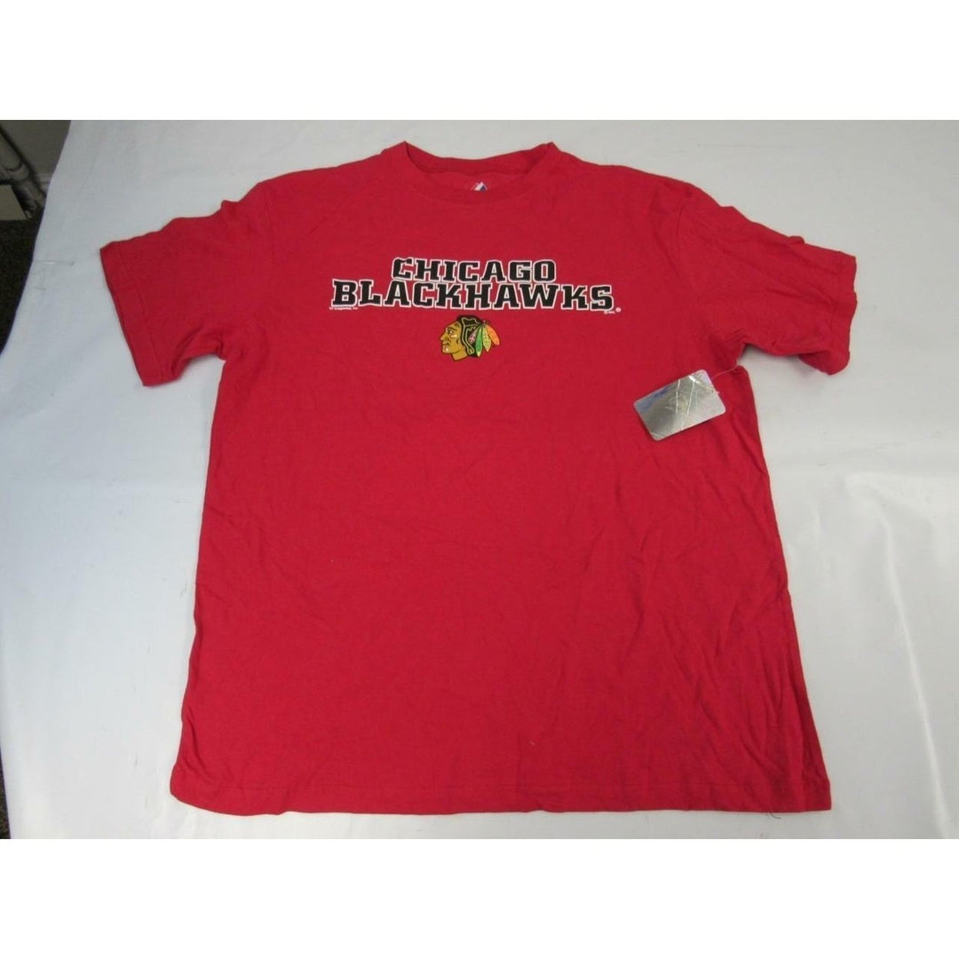 Chicago Blackhawks Mens Size XLarge XL-Tall Red Majestic Shirt Image 4