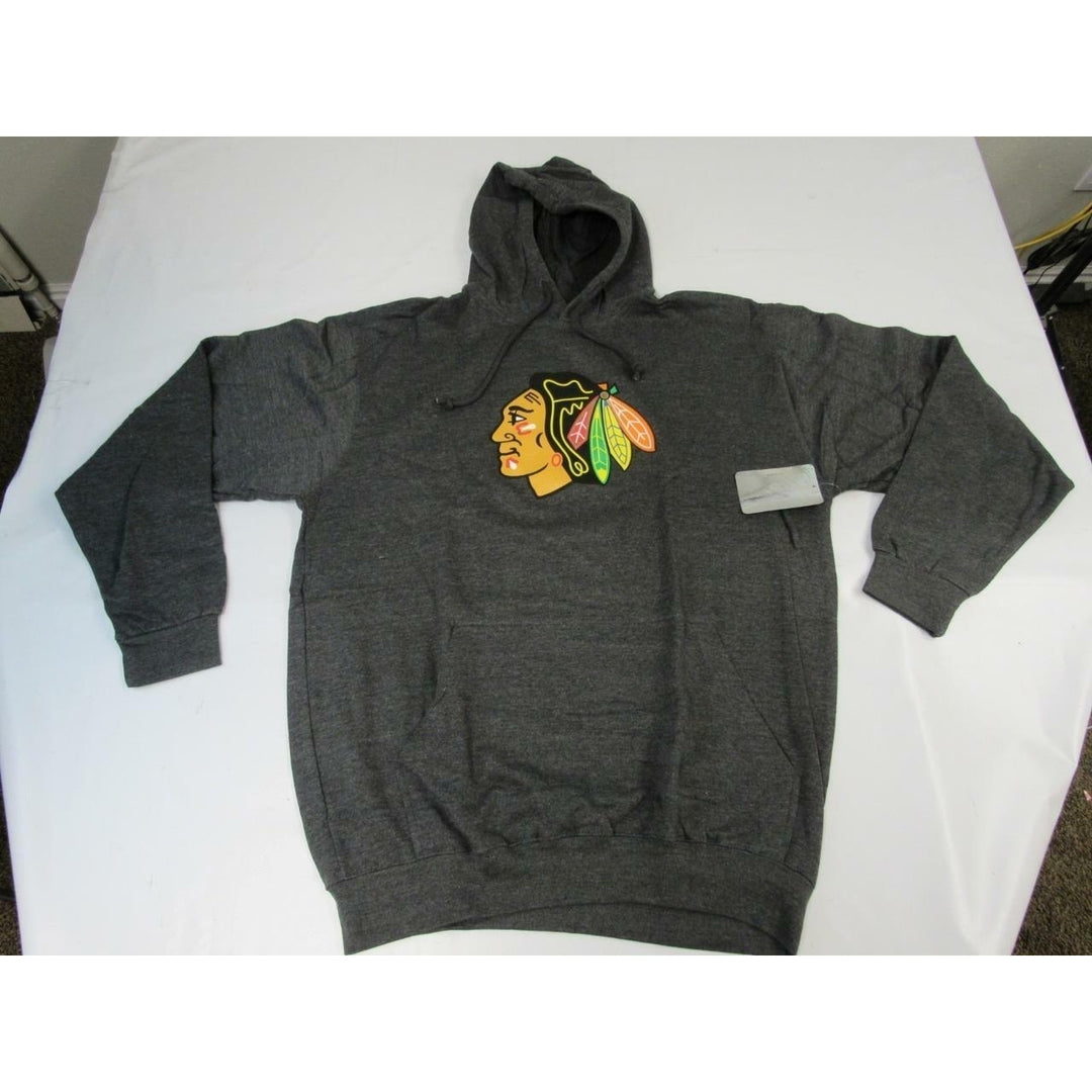 Chicago Blackhawks Mens Size XLarge XL-Tall Gray Majestic Hoodie Image 4