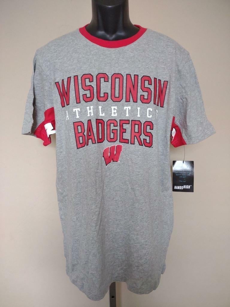 Wisconsin Badgers Mens Size L Large Gray Hands High Shirt Image 1