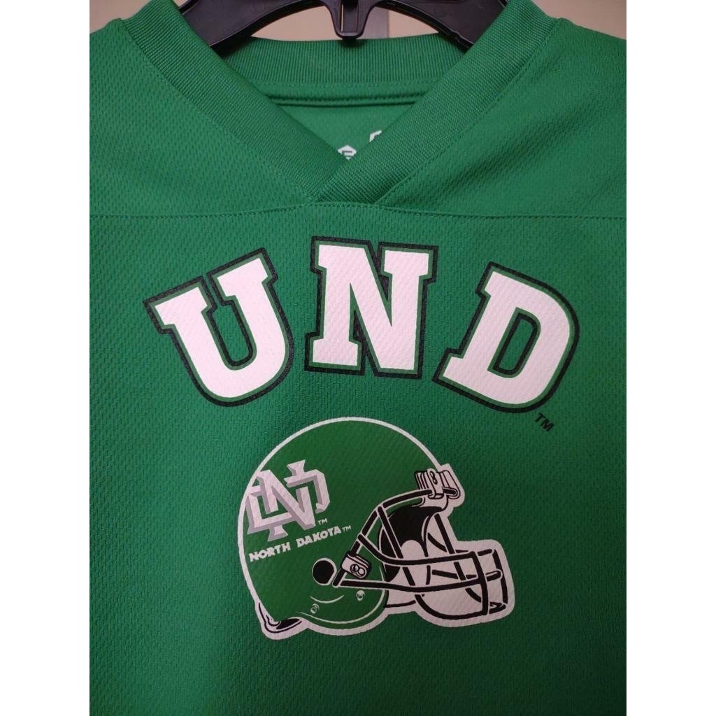 North Dakota Fighting Hawks Kids Size L Large 7 Green Shirt Image 2