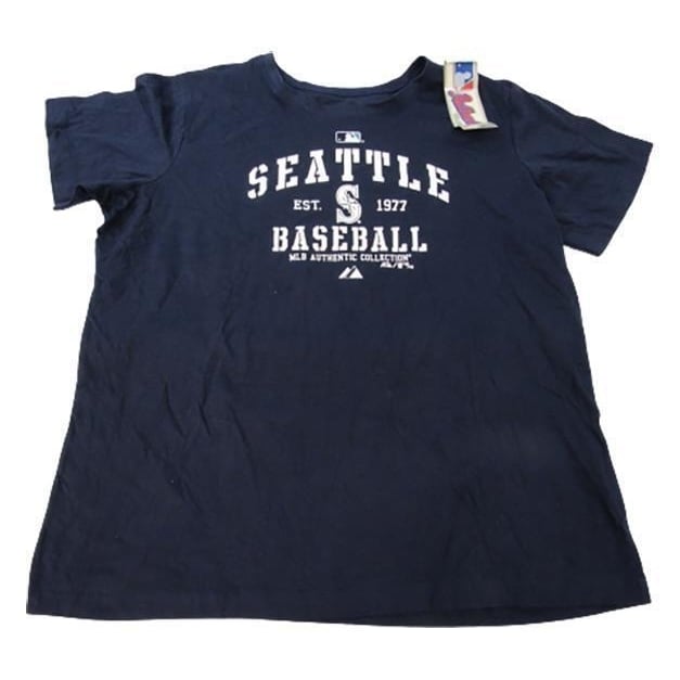 Seattle Mariners Womens Plus Size 1X Blue Majestic Shirt Image 1