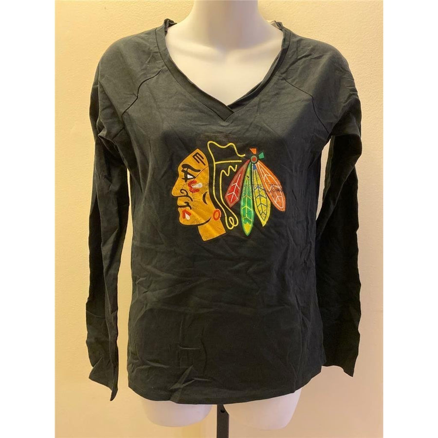 Chicago Blackhawks Womens Size XS Black Long Sleeve Shirt Image 1