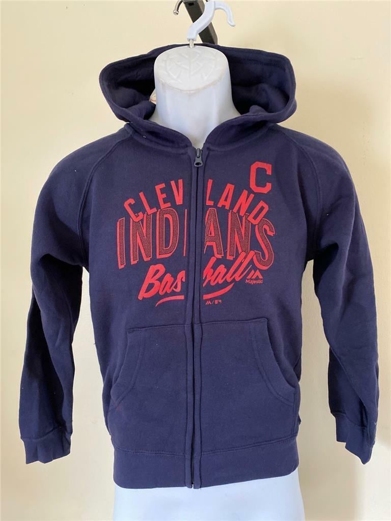 Cleveland Indians Youth Size M Medium Blue Full Zip Hoodie Image 1