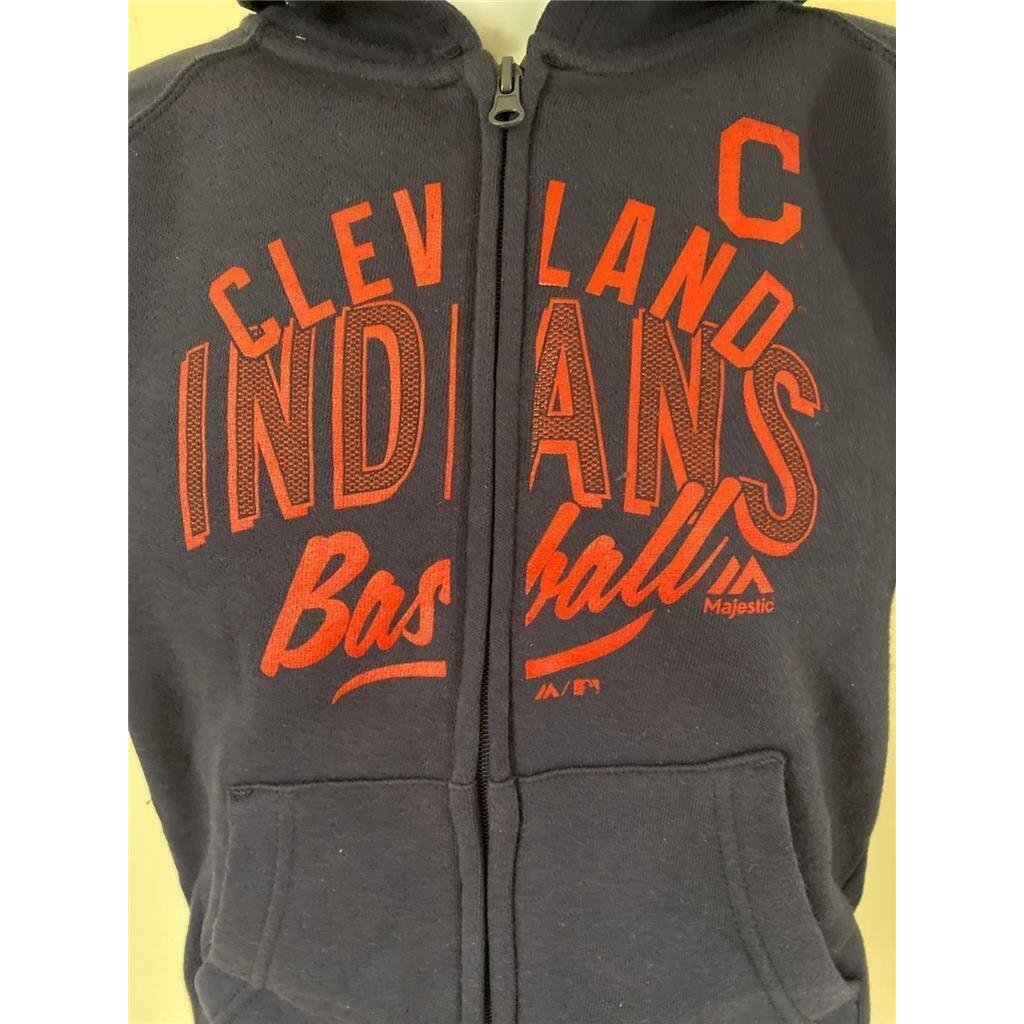 Cleveland Indians Youth Size M Medium Blue Full Zip Hoodie Image 3