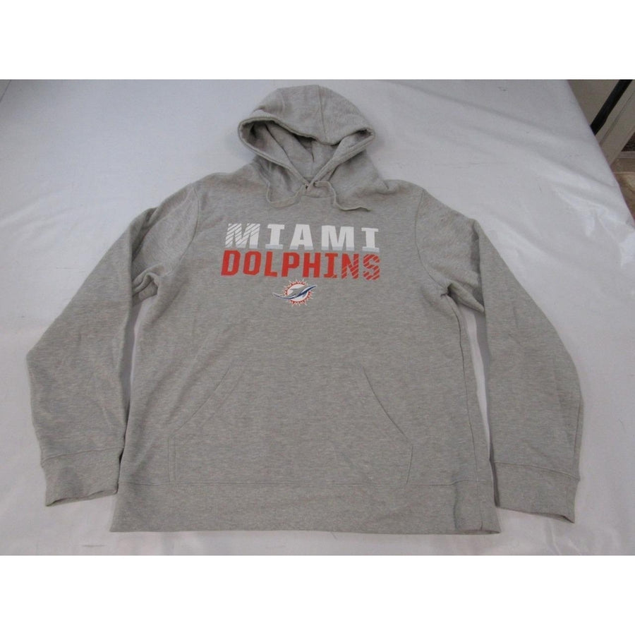 Miami Dolphins Mens Size L Large Light Gray Hoodie Image 1