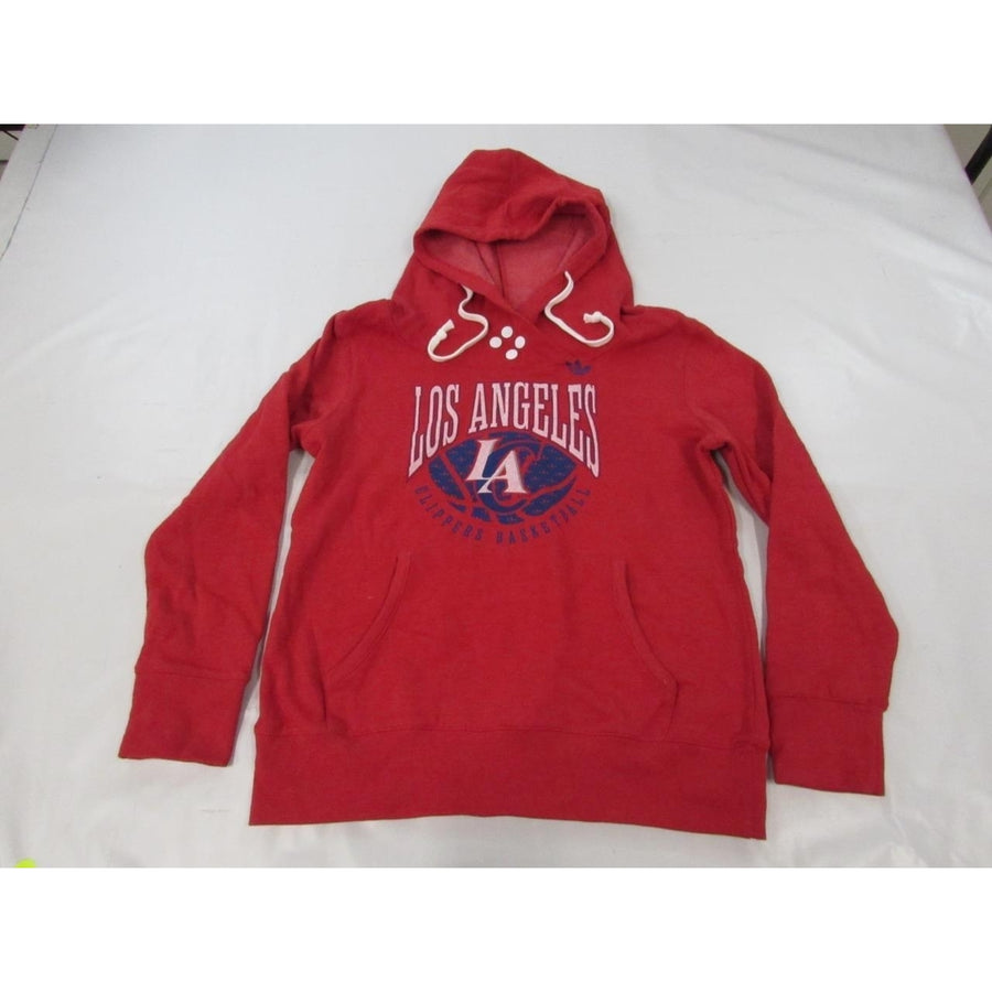 Los Angeles Clippers Womens Size L Heather Red Adidas Hoodie w/ Buttons Image 1