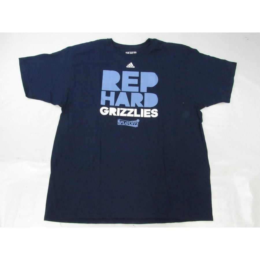 Memphis Grizzlies Rep Hard Playoffs Mens Size 2XL 2XLarge Blue Adidas Shirt Image 1