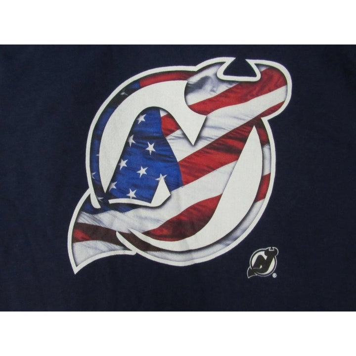 Jersey Devils Patriotic Mens Size 2XL 2XLarge Navy Blue Hoodie Image 3