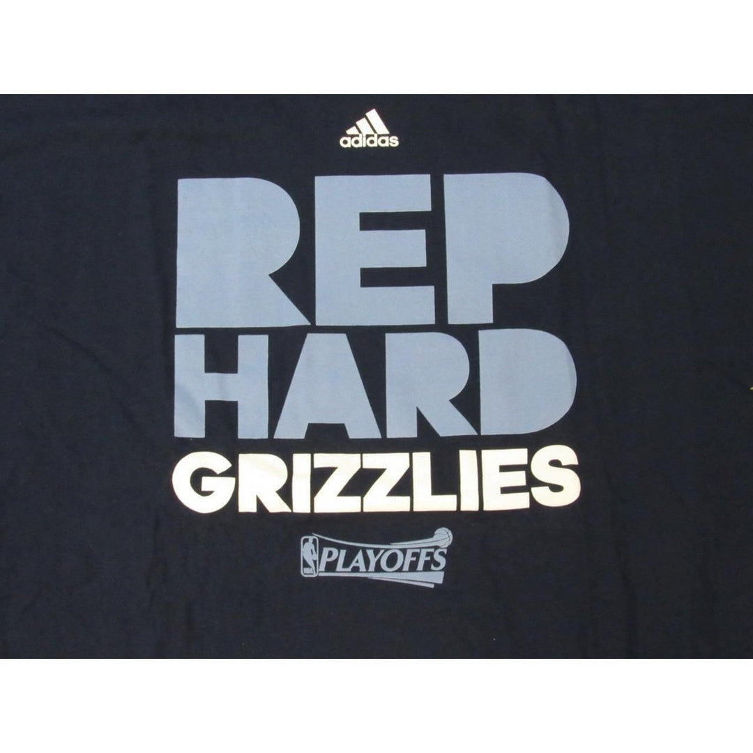 Memphis Grizzlies Rep Hard Playoffs Mens Size 2XL 2XLarge Blue Adidas Shirt Image 3