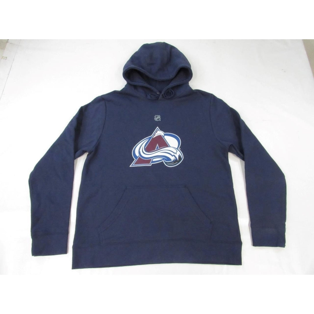 Colorado Avalanche 18 Alex Newhook Mens Size L Large Navy Blue Hoodie Image 1