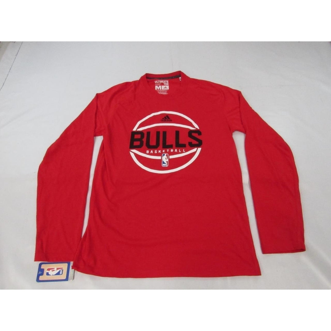 Chicago Bulls Basketball Mens Size M Adidas Climalite Long Sleeve Shirt Image 4