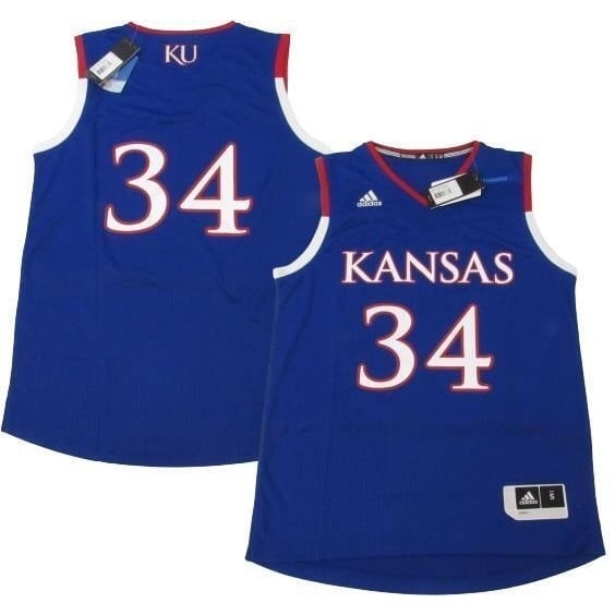 Kansas Jayhawks Basketball 34 Mens Size S Small Adidas Blue Jersey Image 1