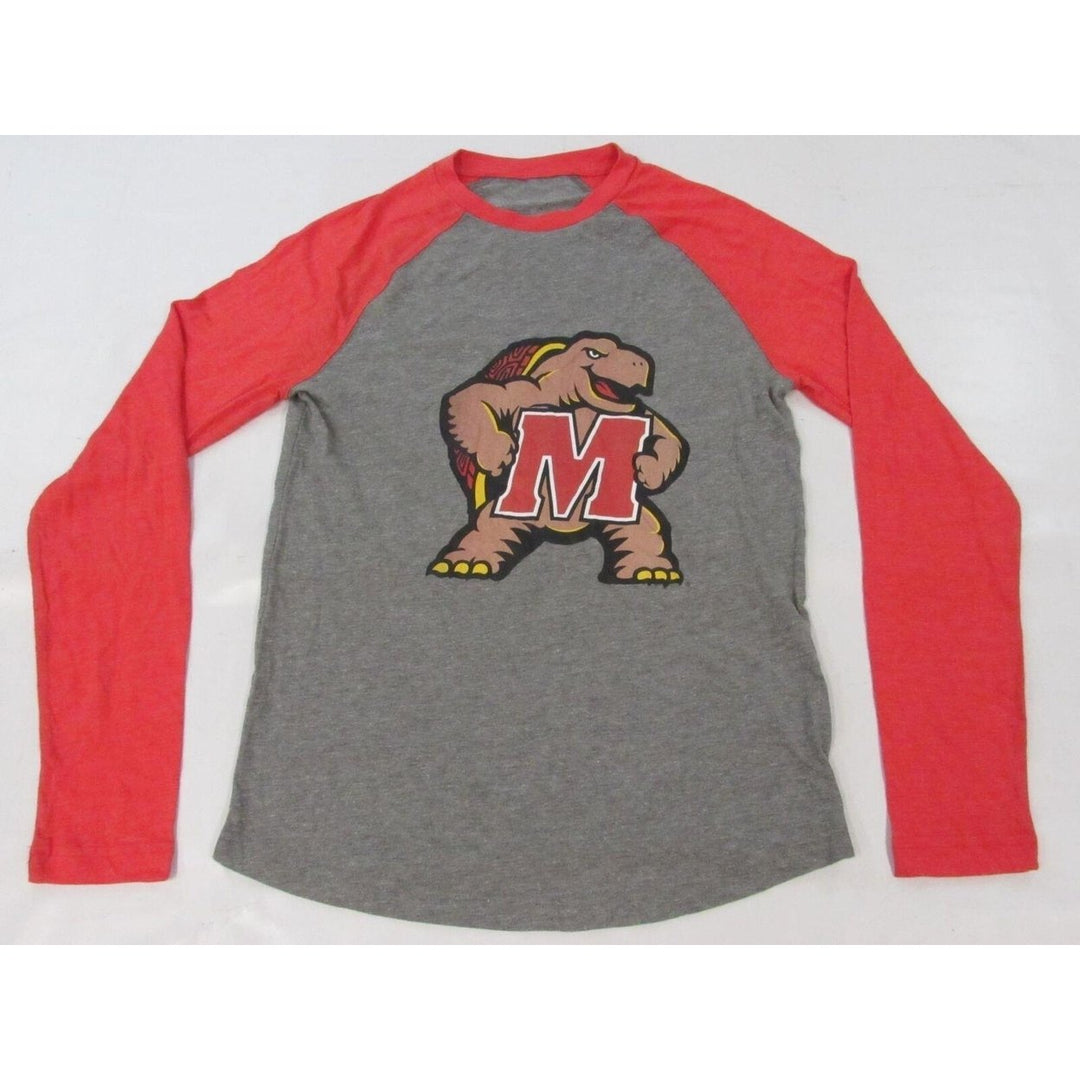 University of Maryland Terrapins Mens Size S Gray/Red Long Sleeve Shirt Image 1