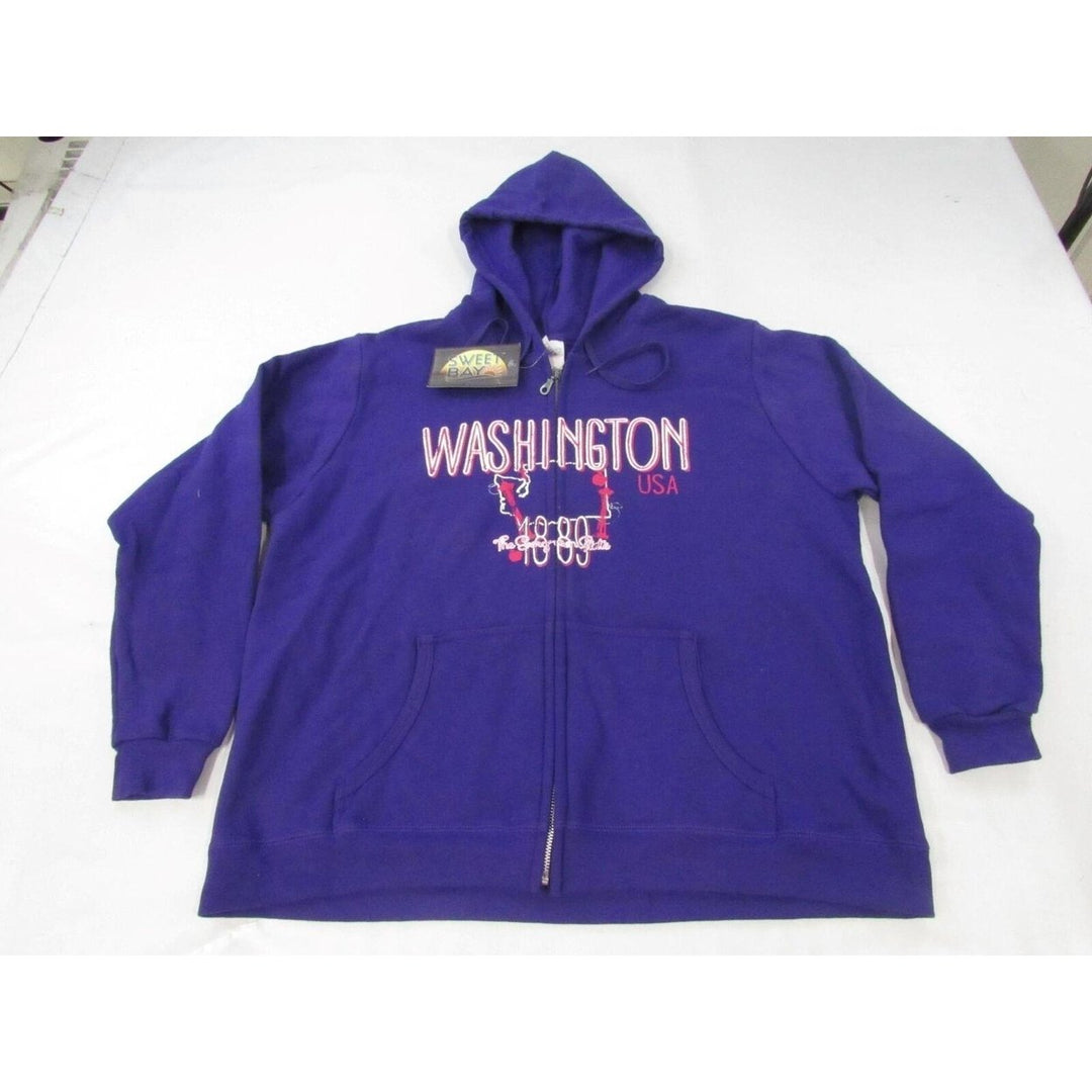 Washington USA 1889 Womens Size XL Purple Full-Zip Jacket Hoodie Image 1